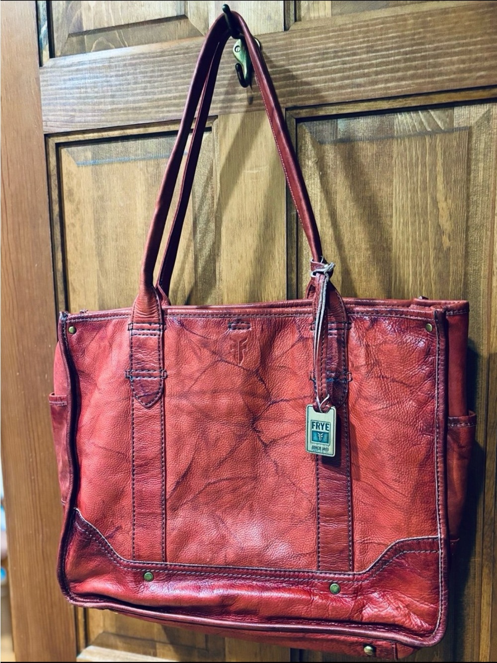 FRYE CAMPUS SHOPPER Red Leather Tote Bag